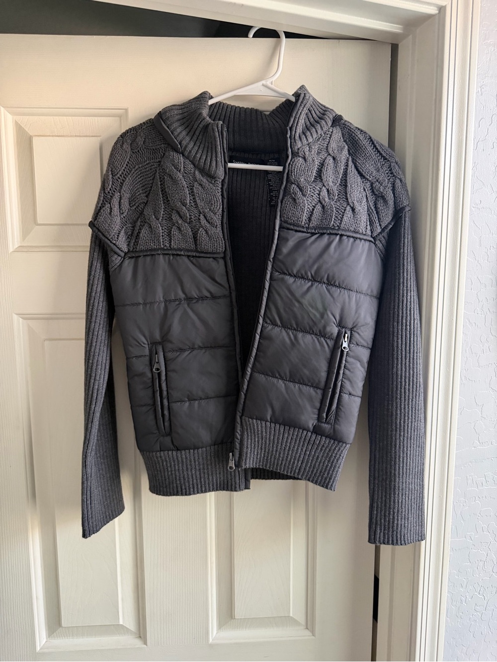 Women’s Quilted Knit Hybrid Puffer Jacket - Gray